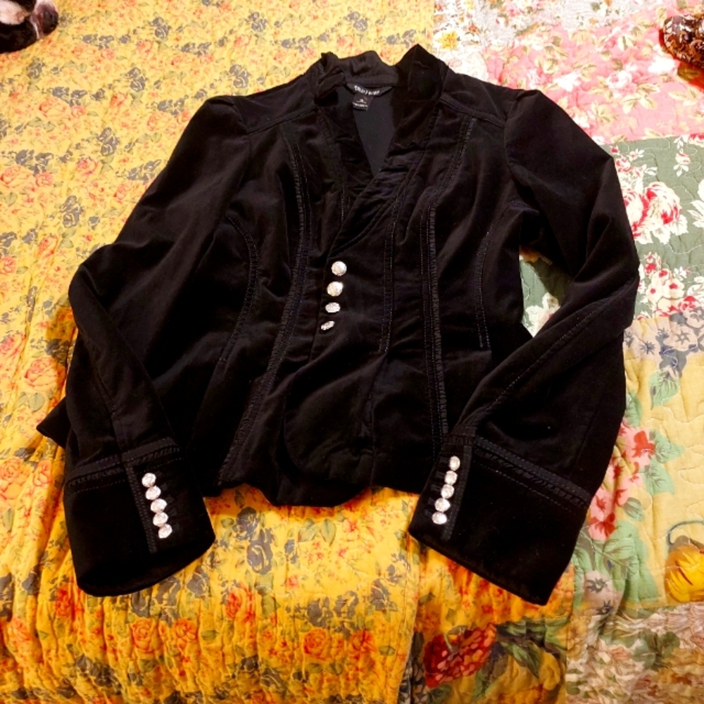 White House Black Market Velvet Military Type Jacket Size 10